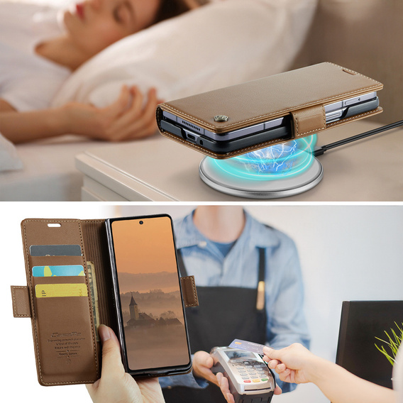 CASEME Litchi θήκη πορτοφόλι flip για Samsung Galaxy Z Fold7 5G