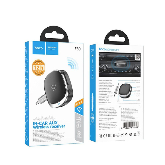 Bluetooth AUX προσαρμογέας Hoco E80 με οθόνη