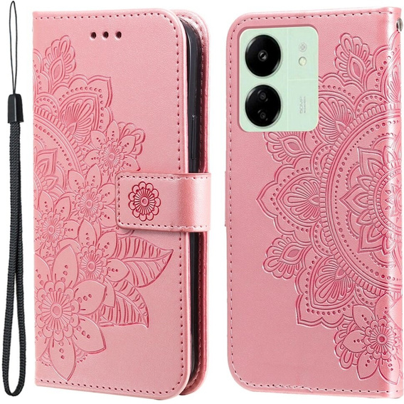 Θήκη με πτερύγιο για Xiaomi Redmi 13C / Poco C65, Mandala Flower, ροζ