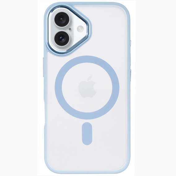Θήκη για iPhone 16, για MagSafe, ERBORD Μatt Case, διαφανής / μπλε + Γυαλί οθόνης