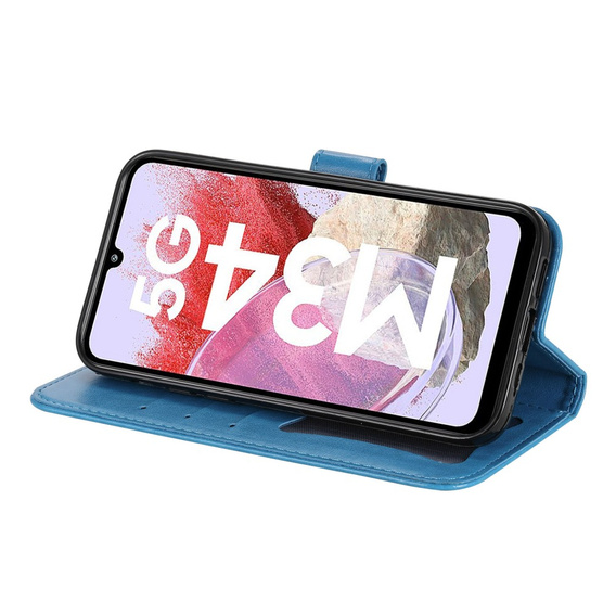 Θήκη με πτερύγιο για Samsung Galaxy M34 5G, Mandala Flower, μπλε