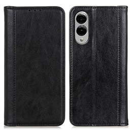 θήκη με πτερύγιο για Samsung Galaxy S25 Edge, Split Leather, μαύρη