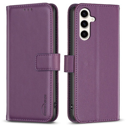 Θήκη με πτερύγιο για Samsung Galaxy S23 FE, BINFEN Wallet, σκούρο μωβ + γυαλί 9H