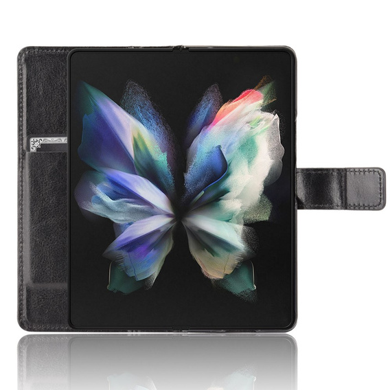 Θήκη με πτερύγιο για Samsung Galaxy Z Fold3 5G, Crazy Horse Wallet, μαύρη