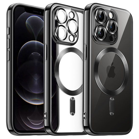 Θήκη για iPhone 12 Pro Max, Electro MagSafe, μαύρη + Γυαλί για την οθόνη
