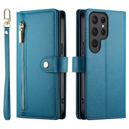 Θήκη με πτερύγιο για Samsung Galaxy S25 Ultra, Wallet Zipper Pocket, μπλε
