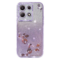 Θήκη για Infinix Note 30 5G, Glitter Flower, μωβ