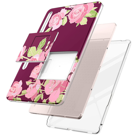 Θήκη για Samsung Galaxy Tab S7 FE, Suritch Full Body Marble, μπορντό