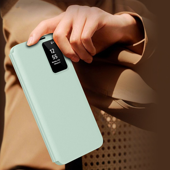 Αναδιπλούμενη θήκη για Samsung Galaxy A56 5G, Smart View Wallet, πράσινη