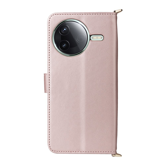 Θήκη με πτερύγιο για Xiaomi Poco F7 Pro, Crossbody Leather Wallet, ροζ