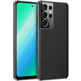 Θήκη για Samsung Galaxy S23 Ultra, Cowhide Leather, μαύρη