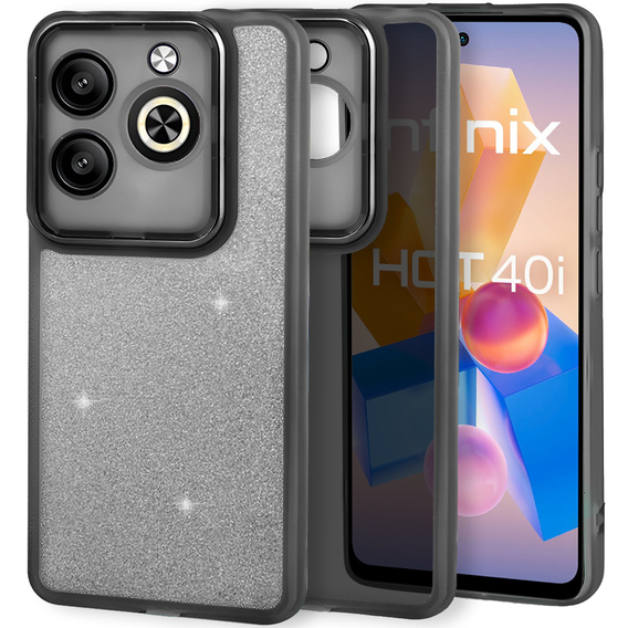 Θήκη για Infinix Hot 40i, Glittery Powder, μαύρη