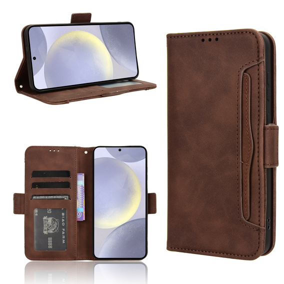 Θήκη με πτερύγιο για Samsung Galaxy S25 FE, Card Slot, καφέ