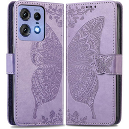 Θήκη με πτερύγιο για Motorola Edge 50 Pro, Butterfly, μωβ