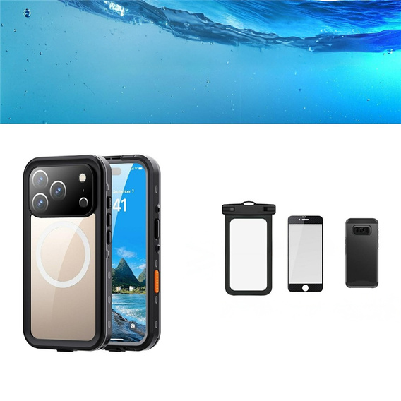 Θήκη για iPhone 17 Pro, αδιάβροχη IP68, SHELLBOX MagSafe, μαύρο