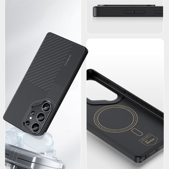 θήκη BENKS Kevlar για Samsung Galaxy S25 Ultra, για MagSafe, Carbon Fiber, μαύρη