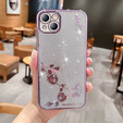 Θήκη για iPhone 14 Plus, Glitter Flower, μωβ