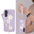 θήκη για Samsung Galaxy A55 5G, Leather Flower Card Slot, μωβ