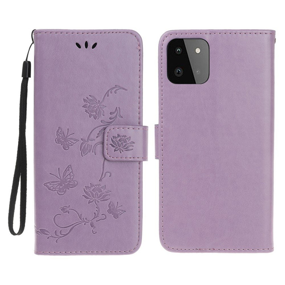 Θήκη με πτερύγιο για Samsung Galaxy A22 5G, Butterfly, μωβ
