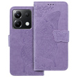Θήκη με πτερύγιο για Xiaomi Poco X6 5G, Butterfly, μωβ
