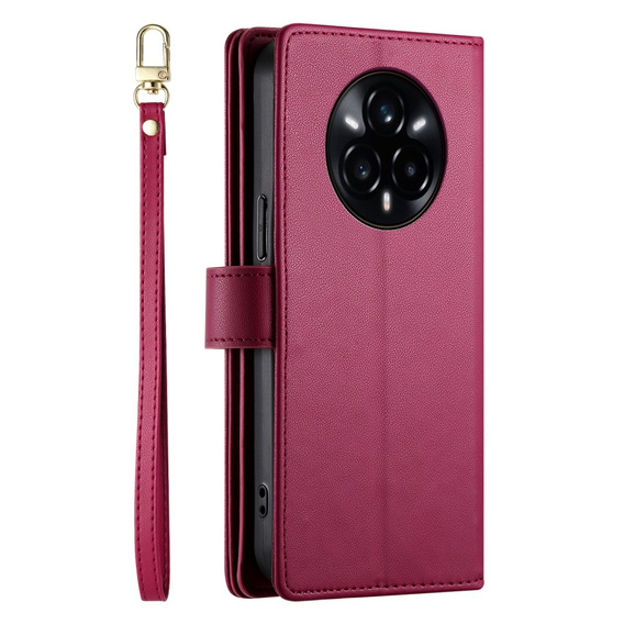 Θήκη με πτερύγιο για Realme 14 Pro+ 5G, Wallet Zipper Pocket, κόκκινη