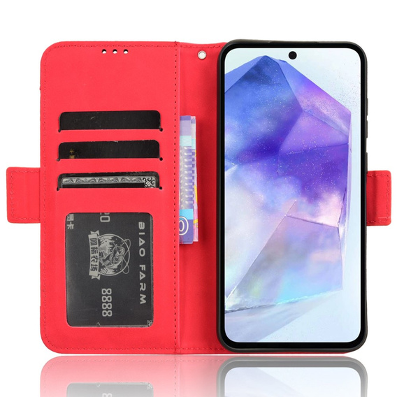 Θήκη με πτερύγιο για Samsung Galaxy A35 5G, Card Slot, κόκκινη