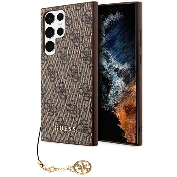 GUESS Θήκη για Samsung Galaxy S24 Ultra, 4G Charms Collection Hardcase, καφέ