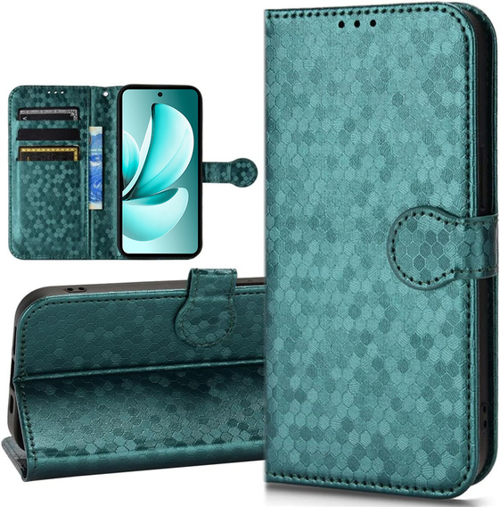 θήκη πτερύγιο για Realme C71, Wallet Rhombus, πράσινη
