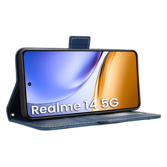 Θήκη με πτερύγιο για Realme 14 5G / Realme 14T 5G, Card Slot, σκούρο μπλε