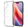 Θήκη MagSafe Spigen για iPhone 16, Ultra Hybrid, διαφανής / λευκή + Μετριασμένο γυαλί 9H