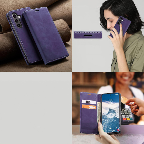 Θήκη για Samsung Galaxy A55, ERBORD Vintage, μωβ + Γυαλί για την οθόνη