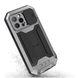 Θήκη για iPhone 13 Pro, R-JUST CamShield Slide, θωρακισμένη, ασημένια / μαύρη