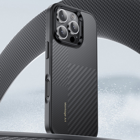 θήκη BENKS Kevlar για iPhone 16 Pro, για MagSafe, Carbon Fiber, μαύρη