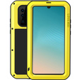 Love Mei Θήκη για Huawei P30 Pro, armored with glass, κίτρινη / μαύρη