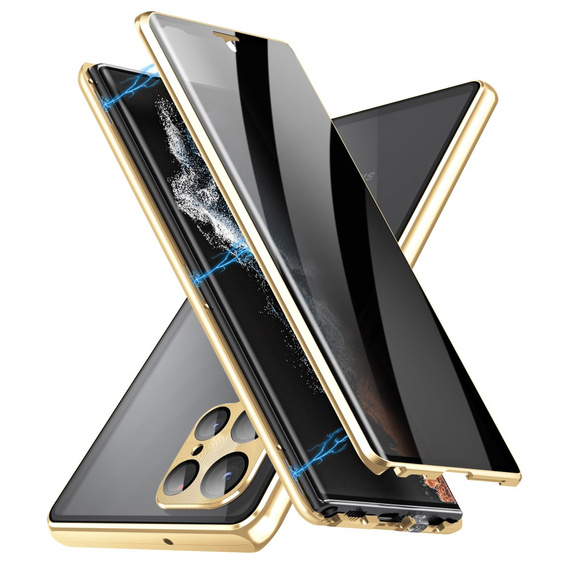 Θήκη για Samsung Galaxy S24 Ultra, Privacy Dual Glass, χρυσή