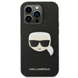 Karl Lagerfeld Θήκη για iPhone 14 Pro Max, Saffiano Karl's Head Patch, μαύρη