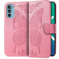 Θήκη με πτερύγιο για Motorola Moto G52 / G82 5G, Butterfly, ροζ