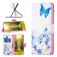 Θήκη με πτερύγιο για Xiaomi Redmi 13C / Poco C65, Wallet, butterfly & flowers, λευκή