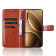 Θήκη με πτερύγιο για Xiaomi Poco F7 Ultra, Crazy Horse Wallet, καφέ