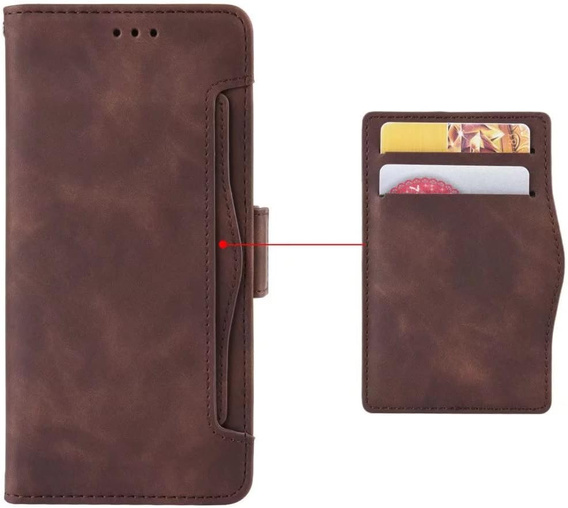 Θήκη με πτερύγιο για Realme 12+ Plus 5G, Card Slot, καφέ