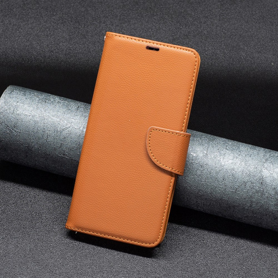 Θήκη με πτερύγιο για Samsung Galaxy A25 5G, Wallet Litchi Leather, καφέ + γυαλί 9H 