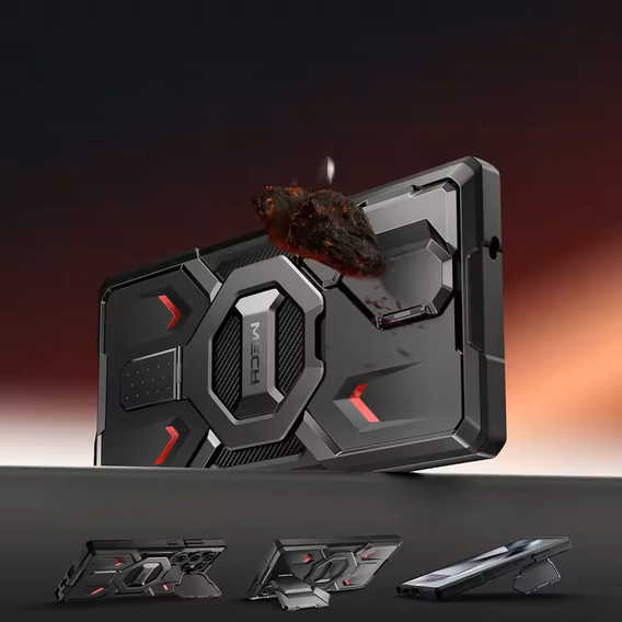 Θήκη για Samsung Galaxy S25 Ultra, Tongate MECH MagSafe Series, Μαύρο + 9H Tempered Glass