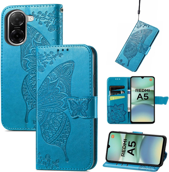 Θήκη με πτερύγιο για Xiaomi Redmi A5, Butterfly, μπλε