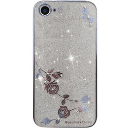 Θήκη για iPhone SE 2022 / SE 2020 / 8 / 7, Glitter Flower, μπλε