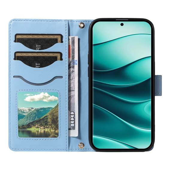 θήκη πτερύγιο για Xiaomi Redmi Note 14 Pro 5G / Xiaomi Redmi Note 14 Pro+ 5G / Xiaomi Poco X7 5G, Rhombus Crossbody Leather, μπλε