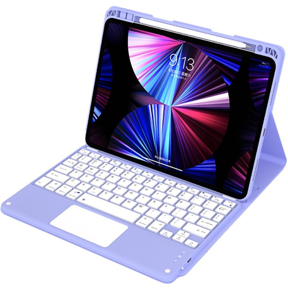 Θήκη + πληκτρολόγιο iPad Air 10.9 4 2020 / 5 2022, Touchpad, μωβ