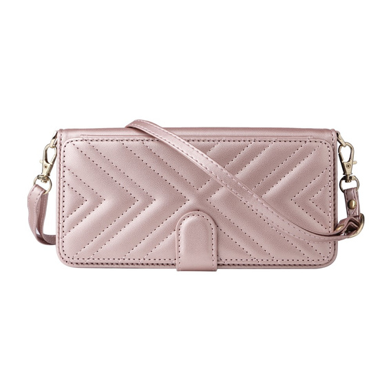 Θήκη με πτερύγιο για Oppo Reno 13 Pro 5G, Crossbody Leather Wallet, ροζ