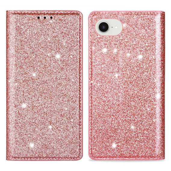 θήκη iPhone 16E, Card Slot Glittery, ροζ