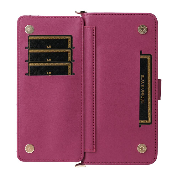 Θήκη με πτερύγιο για Xiaomi Poco F7 Pro, Crossbody Leather Wallet, μπορντό