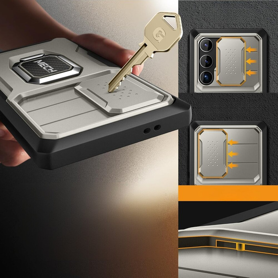 Θήκη για Samsung Galaxy S24 Ultra, Tongate MECH Series με βάση στήριξης, γκρι